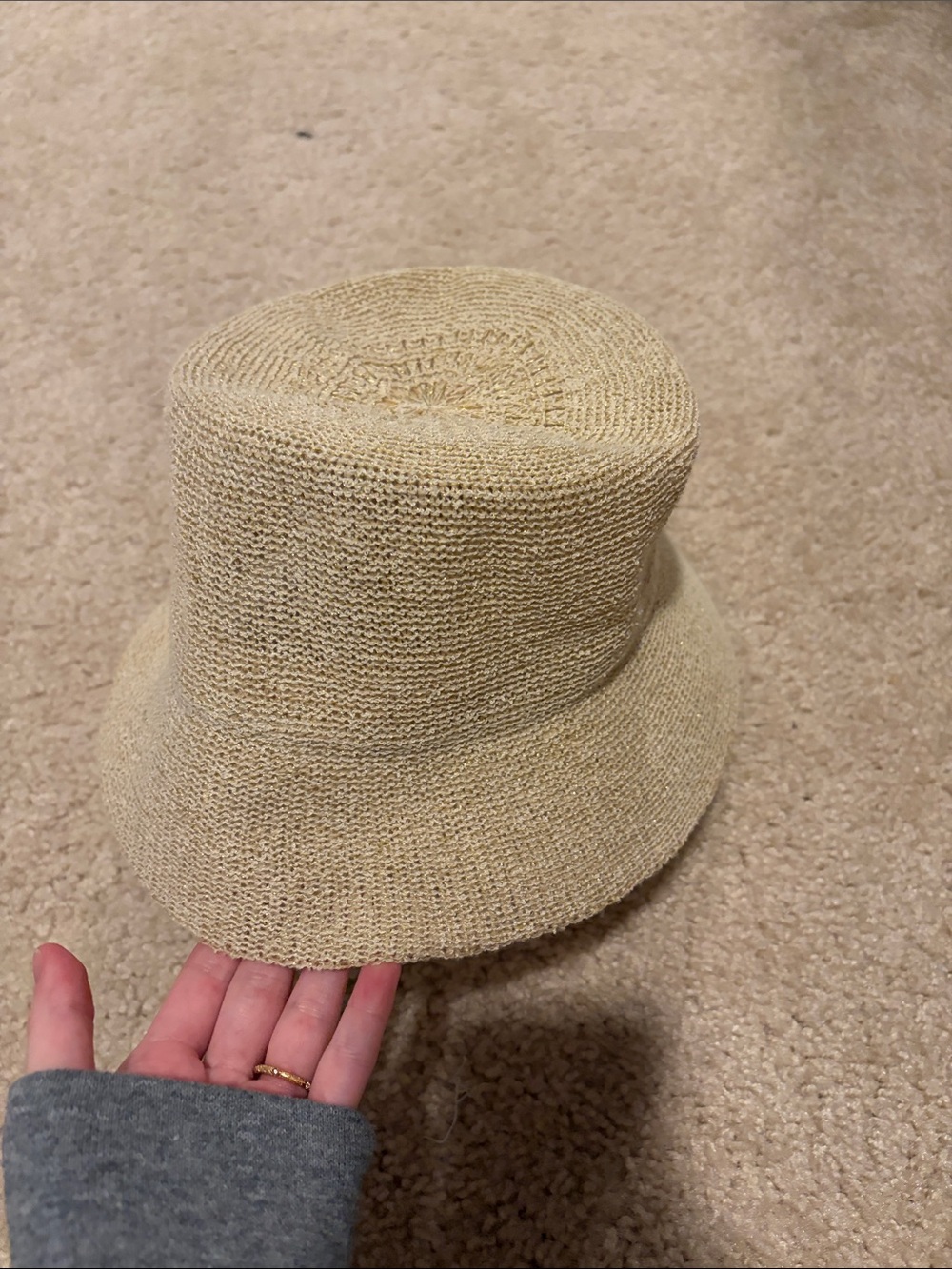 Woven Straw Bucket Hat in Natural Beige